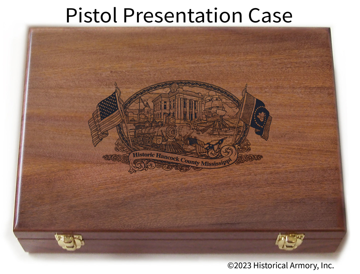 Hancock County Mississippi Engraved .45 Auto Ruger 1911 Presentation Case