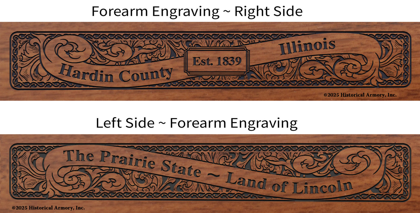 Hardin County Illinois Establishment and Motto History Engraved Rifle Forearm