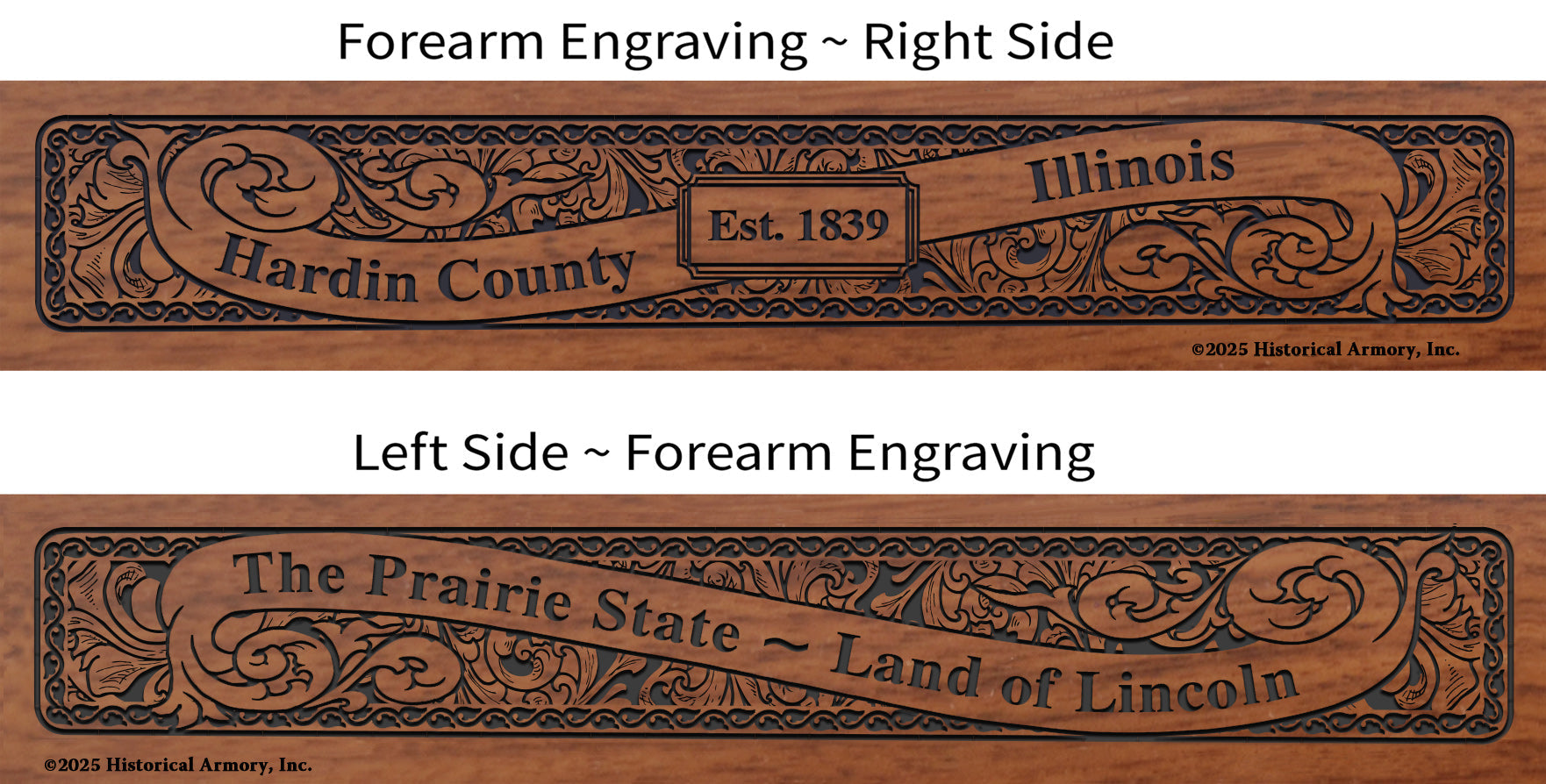 Hardin County Illinois Establishment and Motto History Engraved Rifle Forearm