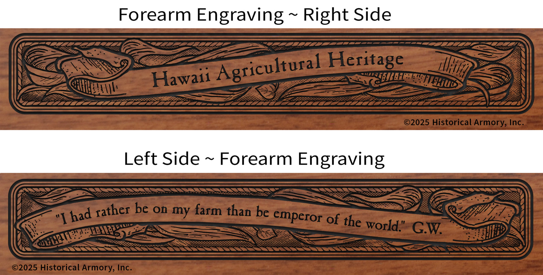 Hawaii Agricultural Heritage Engraved Rifle Forearm