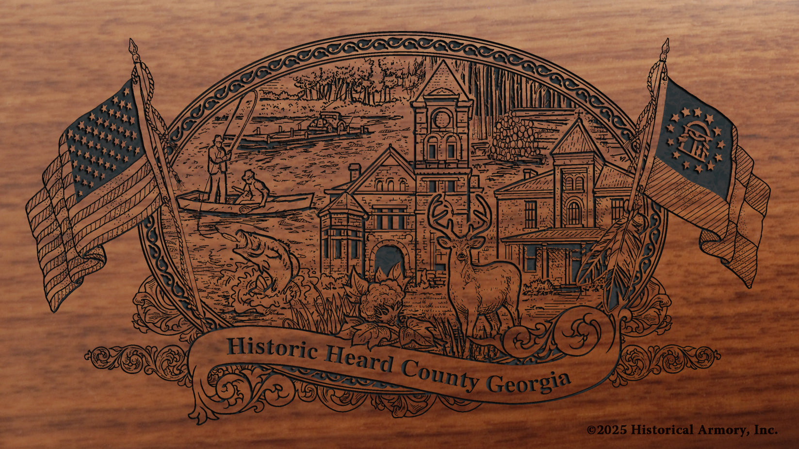 Heard County Georgia Engraved Rifle Buttstock
