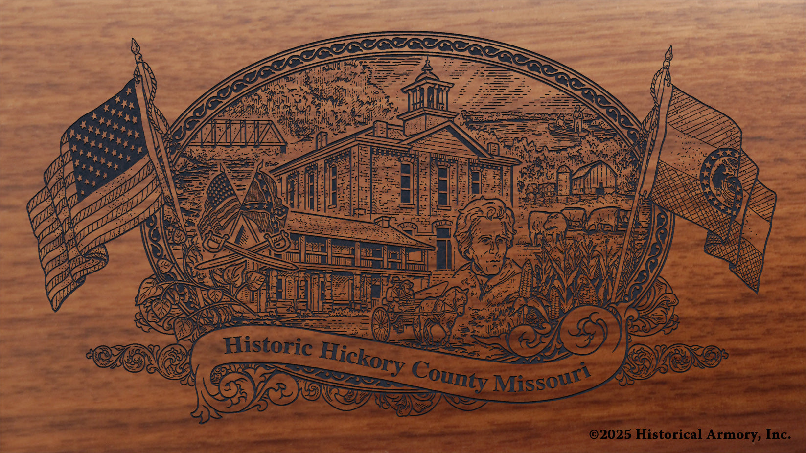 Hickory County Missouri Engraved Rifle Buttstock