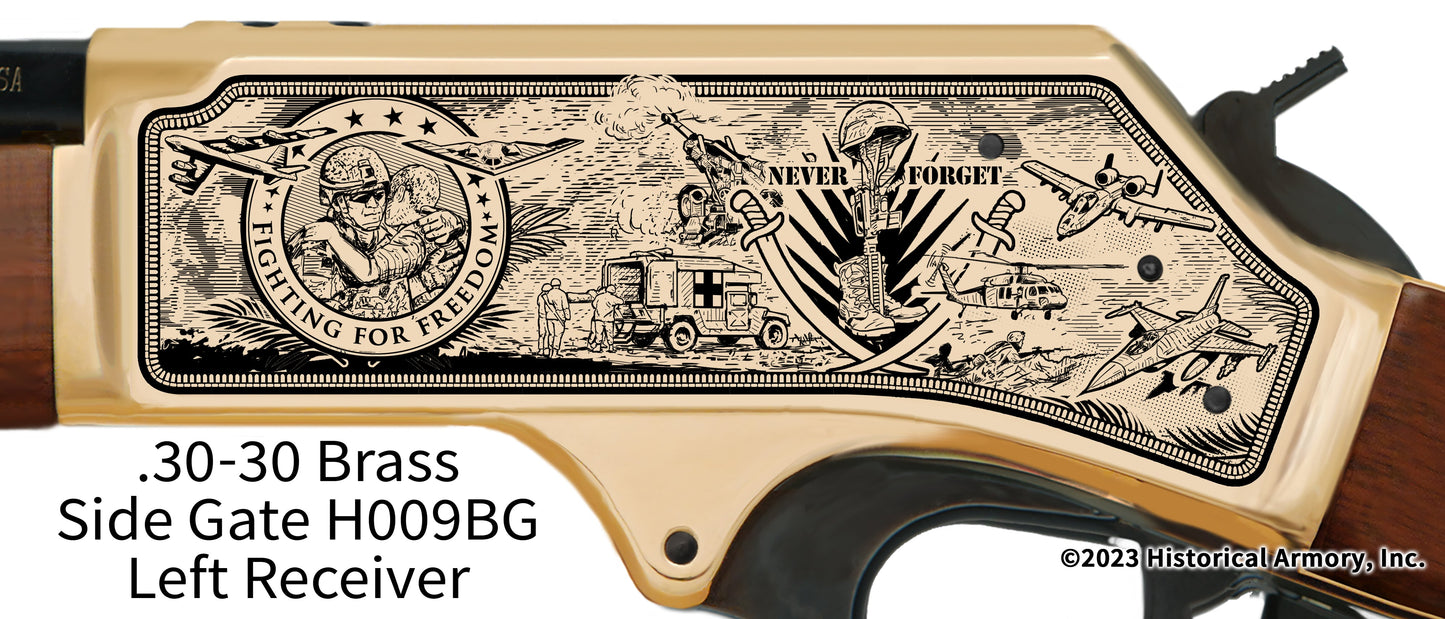 Iraq War Commemorative Engraved Henry .30-30 Brass Side Gate Rifle