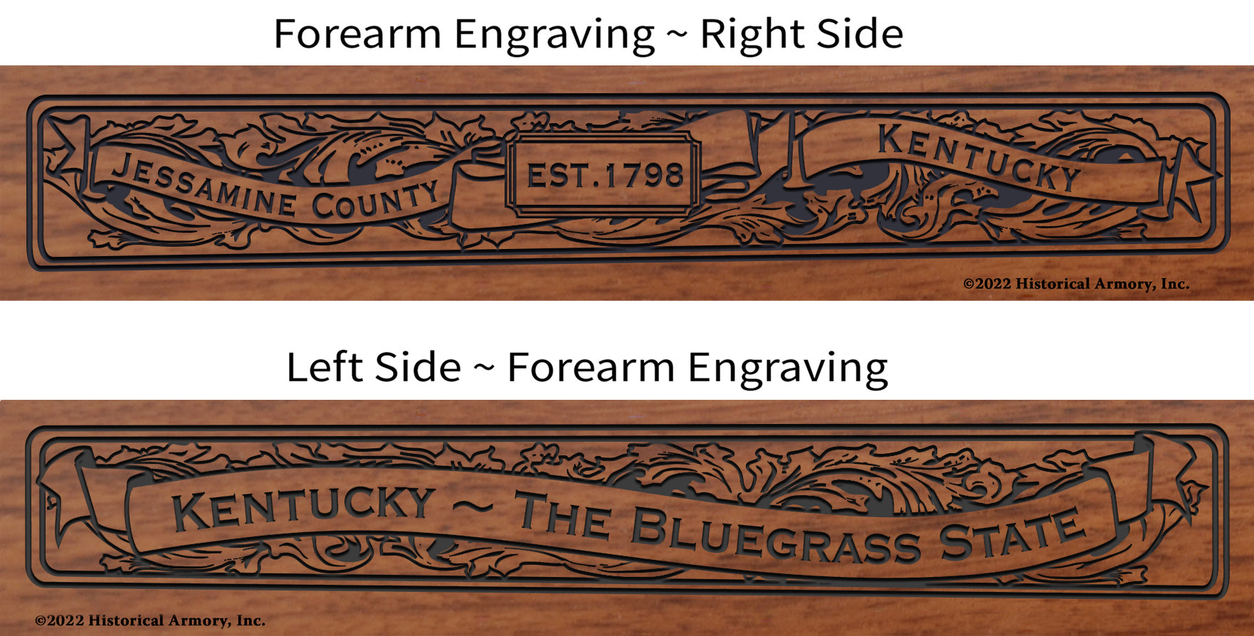 Jessamine County Kentucky Engraved Rifle Forearm Right-Side