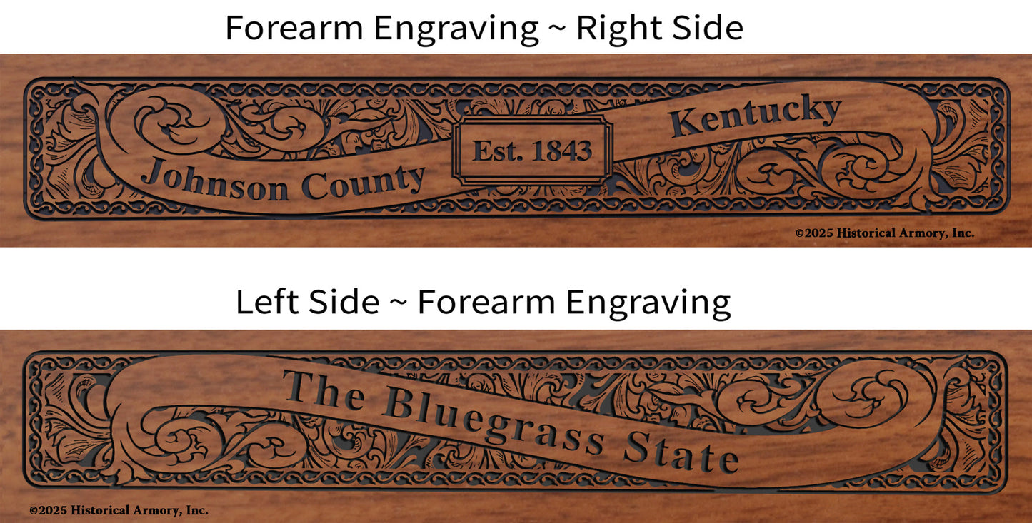 Johnson County Kentucky Establishment and Motto History Engraved Rifle Forearm
