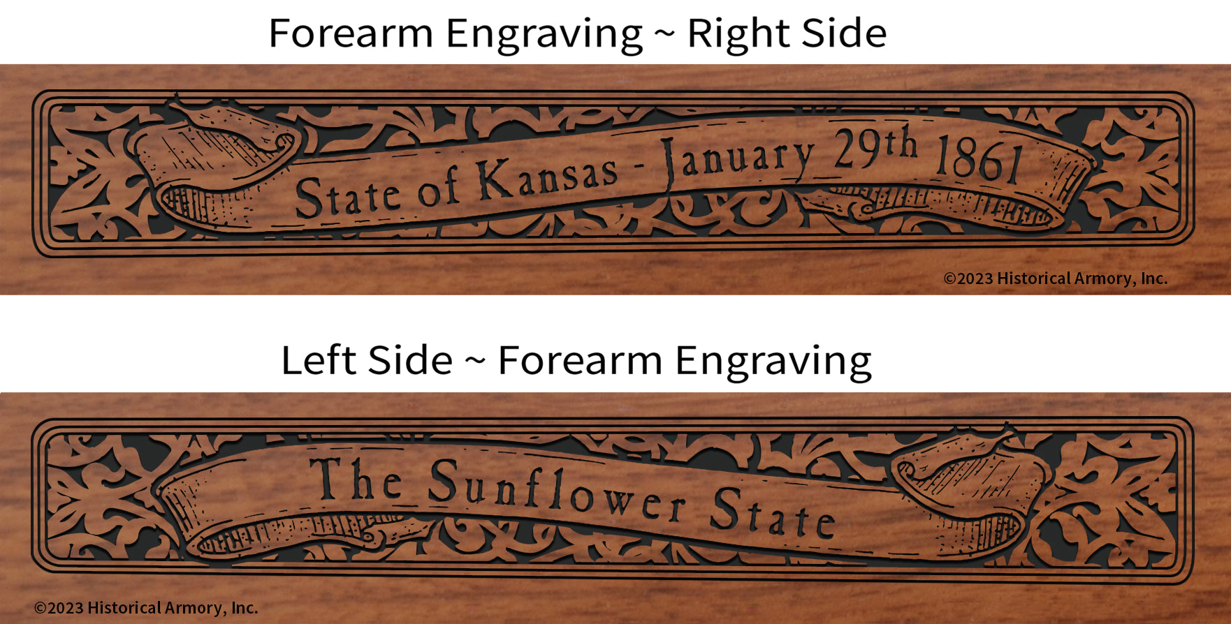 Kansas State Pride Engraved Henry Rifle - Forearm Detail