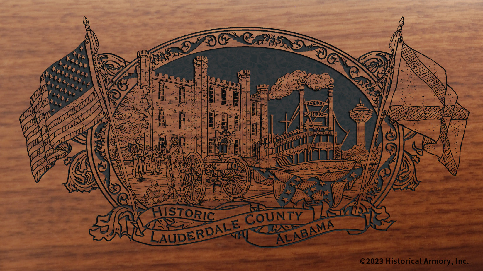 Lauderdale County Alabama Engraved Rifle Buttstock