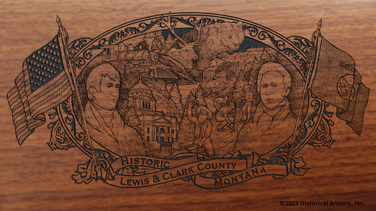 Lewis Clark county montana engraved rifle buttstock