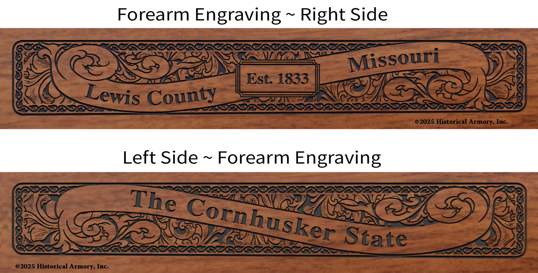 Lewis County Missouri Engraved Rifle Forearm