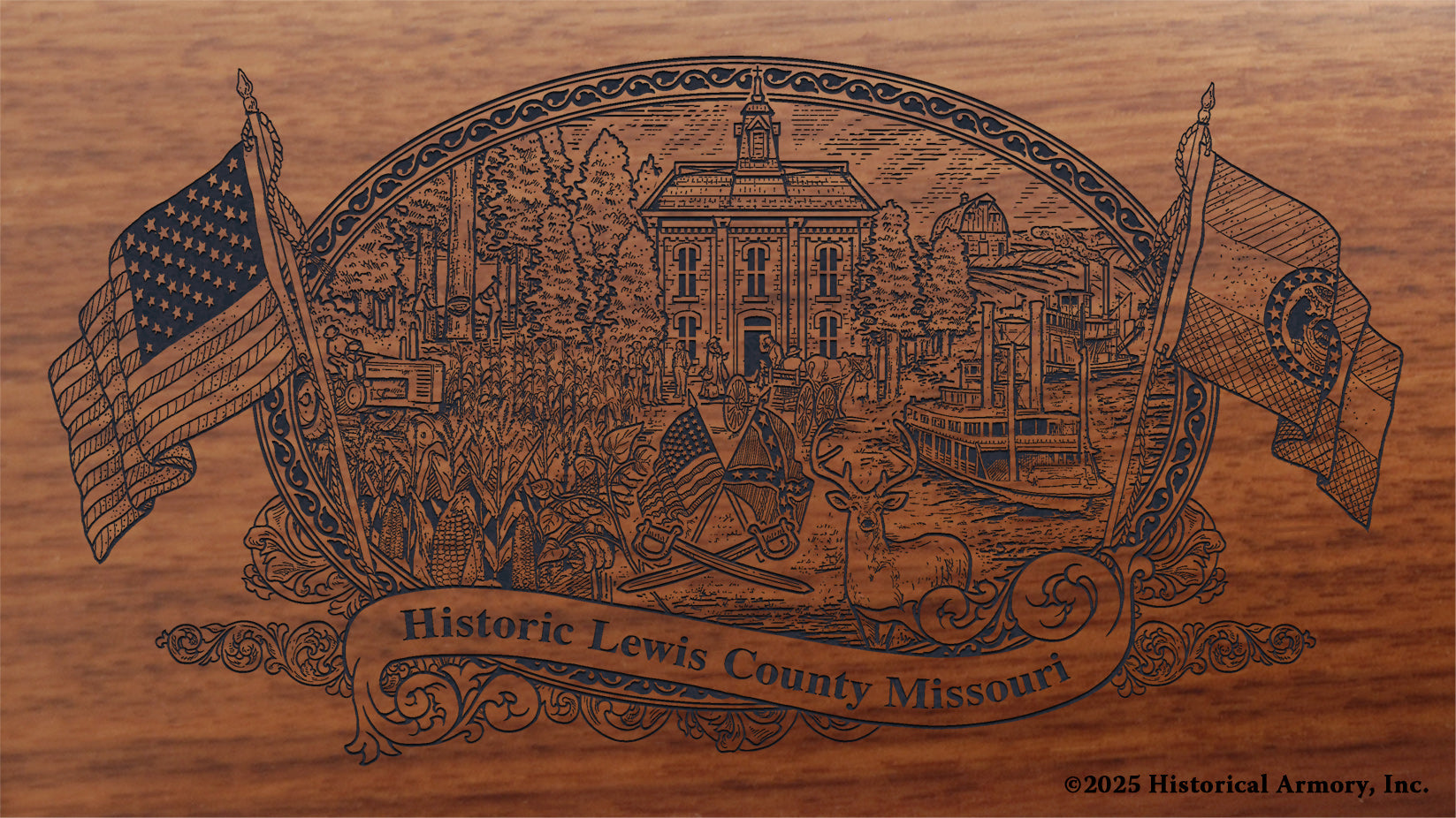 Lewis County Missouri Engraved Rifle Buttstock