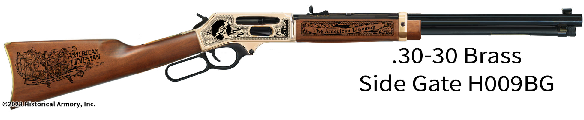 American Lineman Henry .30-30 Brass Side Gate Engraved Rifle