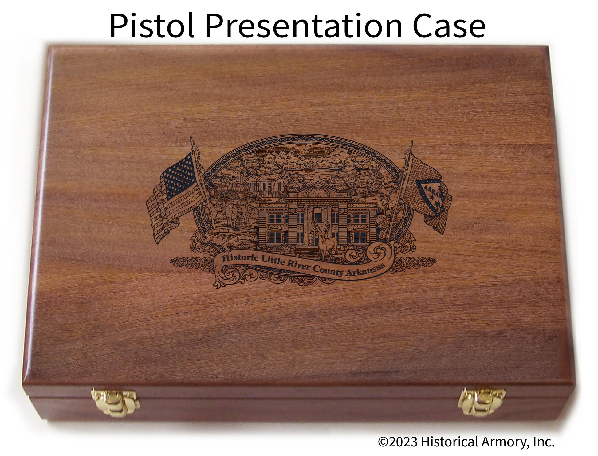Little River County Arkansas Engraved .45 Auto Ruger 1911 Presentation Case