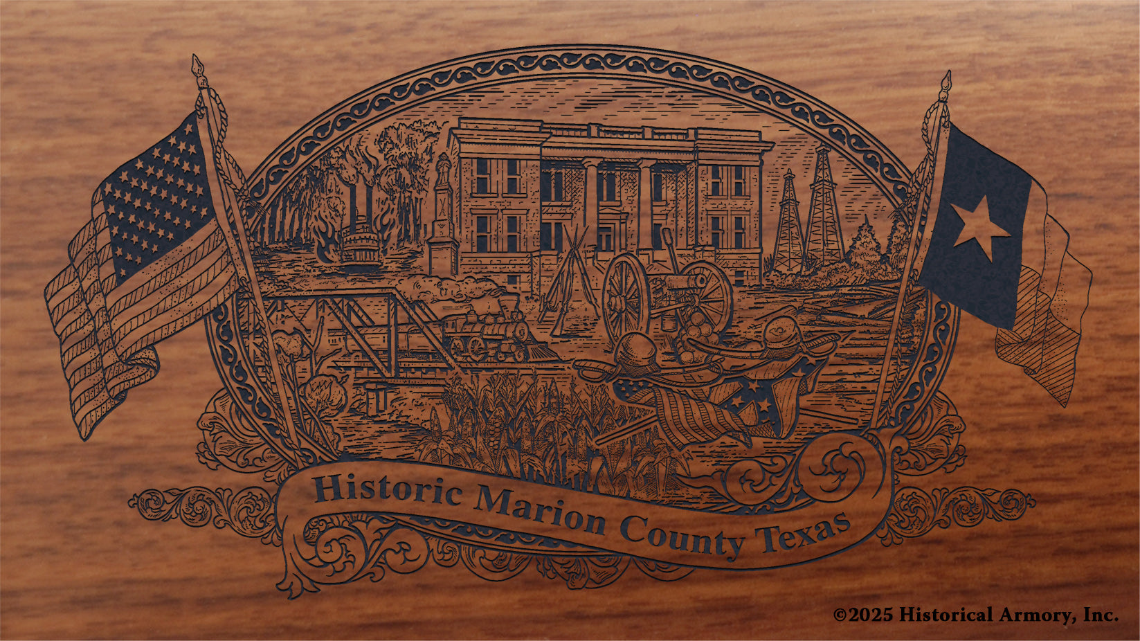 Engraved artwork | History of Marion County Texas | Historical Armory