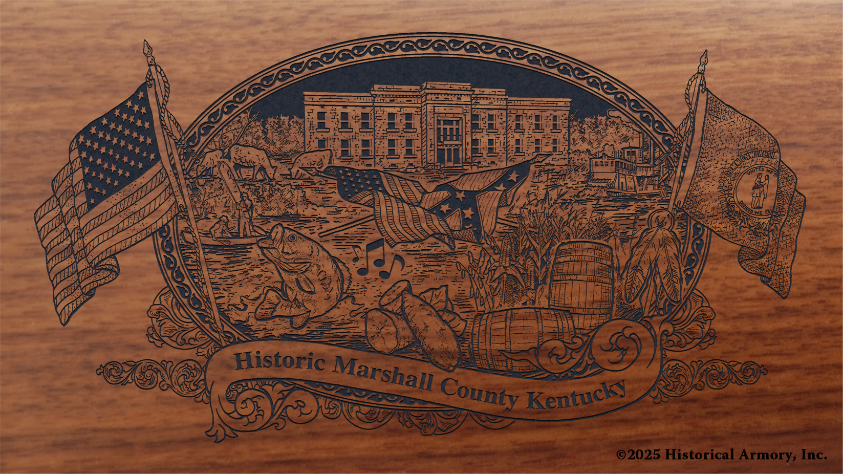 Marshall County Kentucky Engraved Rifle Buttstock