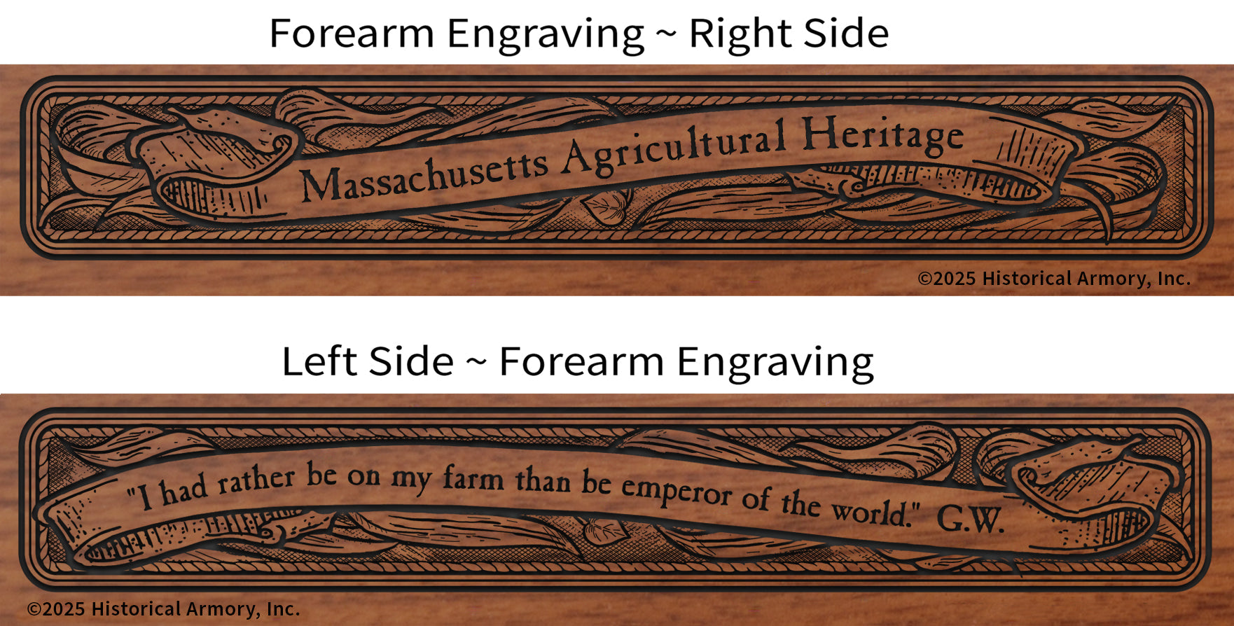 Massachusetts Agricultural Heritage Engraved Rifle Forearm
