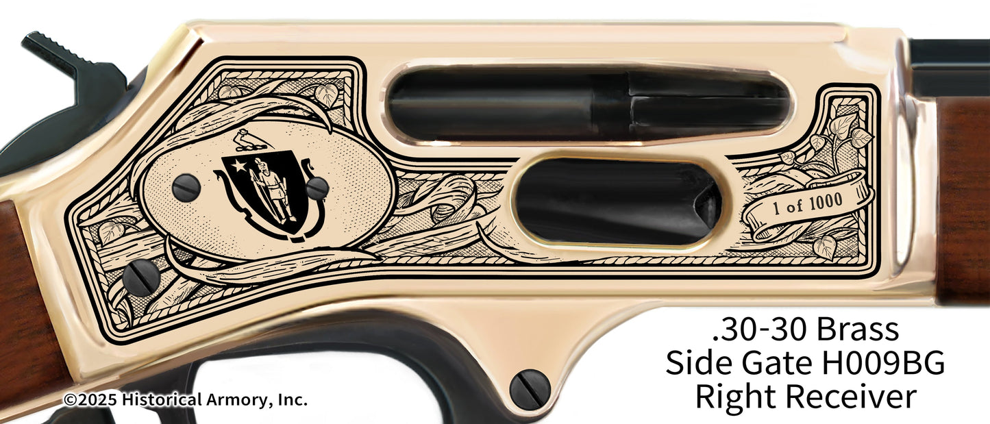 Massachusetts Agricultural Heritage Engraved Henry .30-30 Brass Side Gate H009BG Rifle