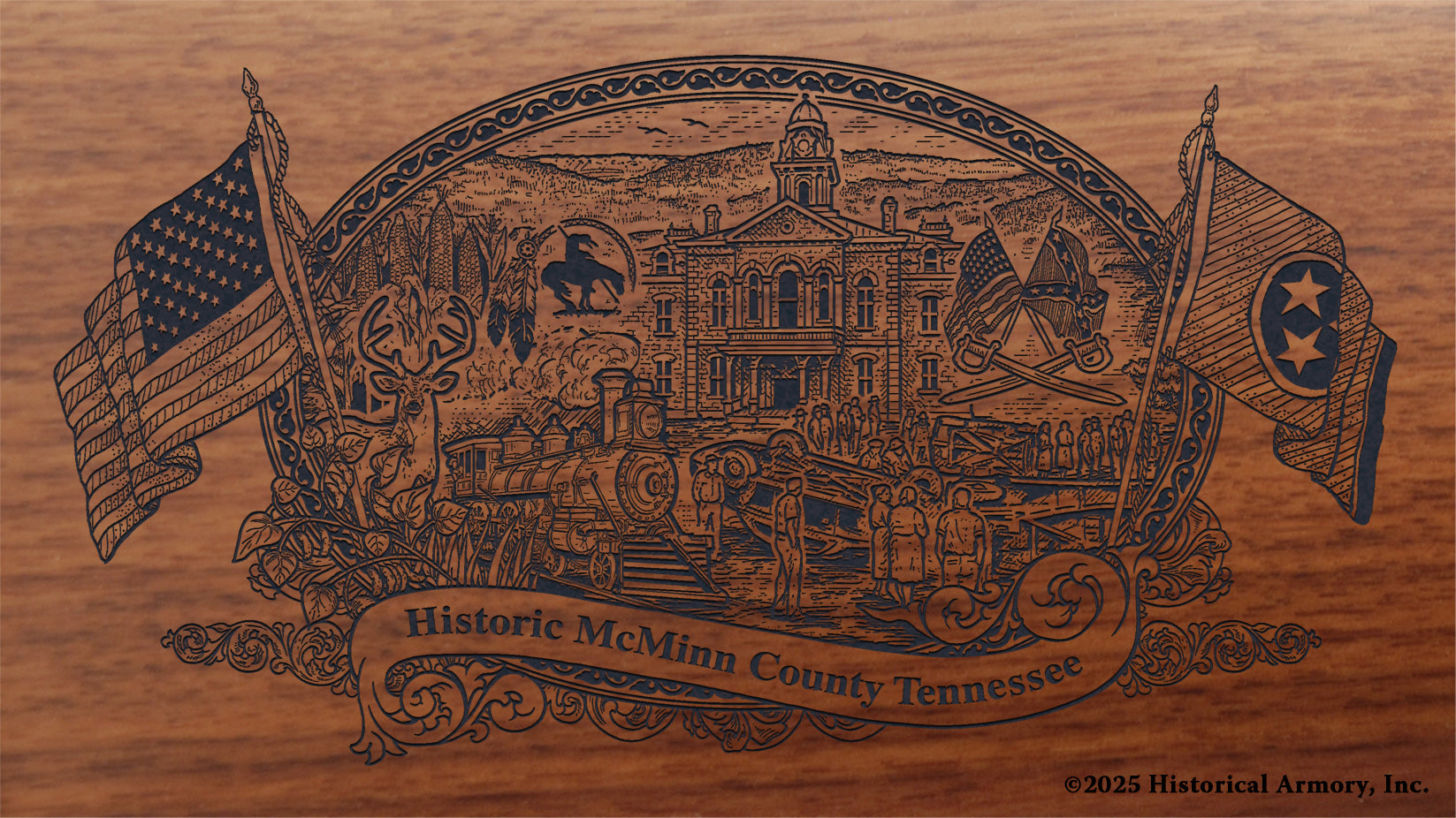 McMinn County Tennessee Engraved Rifle Buttstock