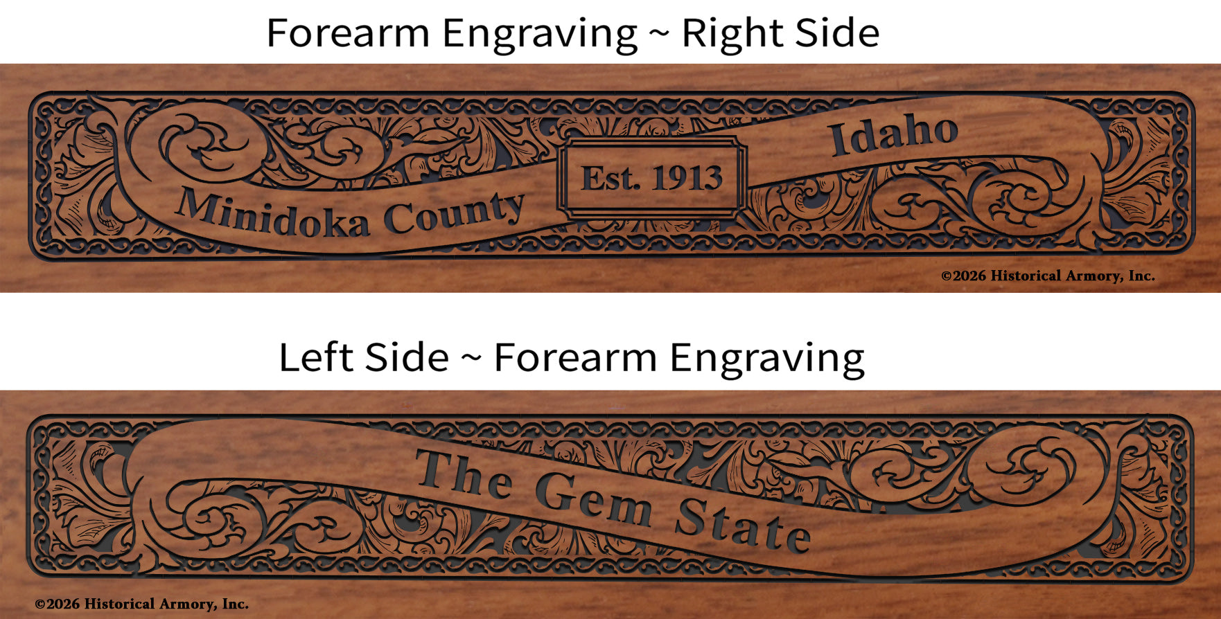 Minidoka County Idaho Engraved Rifle Forearm