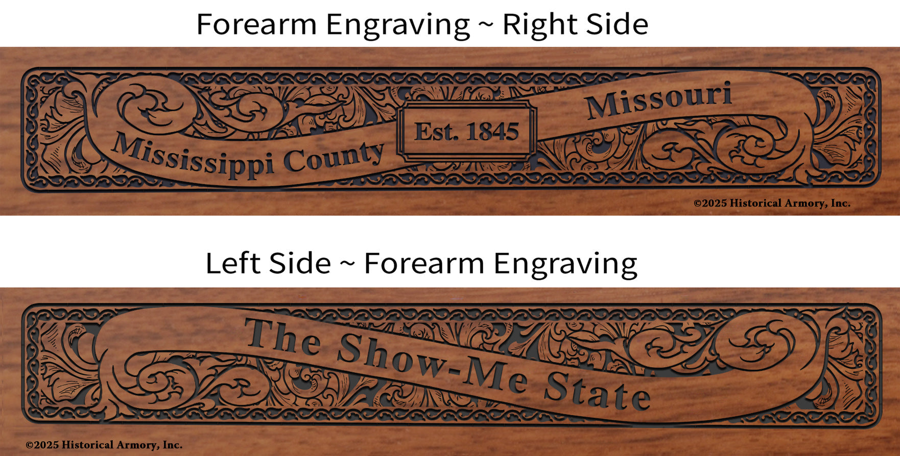 Mississippi County Missouri Engraved Rifle Forearm