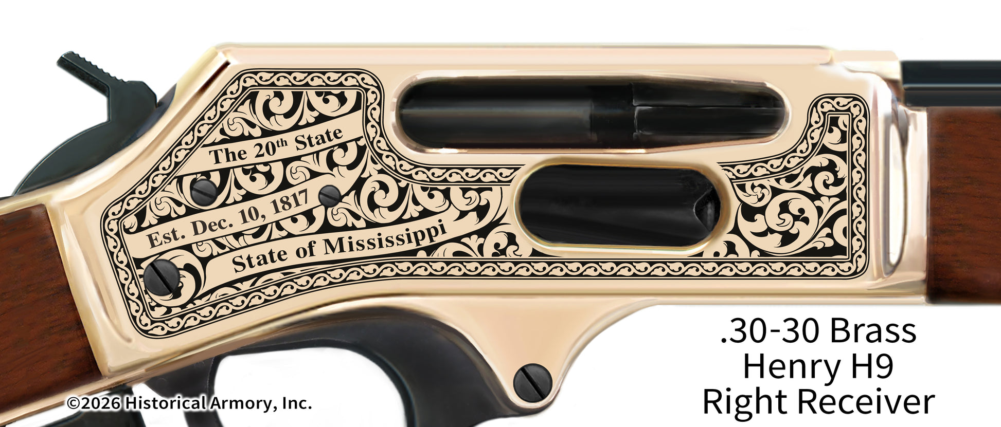 Mississippi Engraved Henry .30-30 Brass Side Gate Rifle