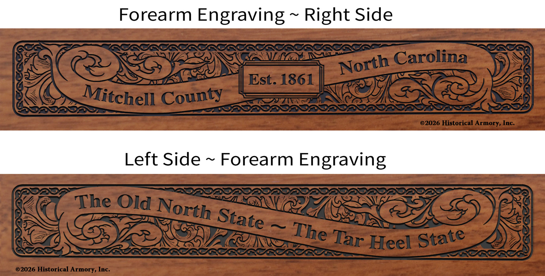 Mitchell County North Carolina Engraved Rifle Forearm