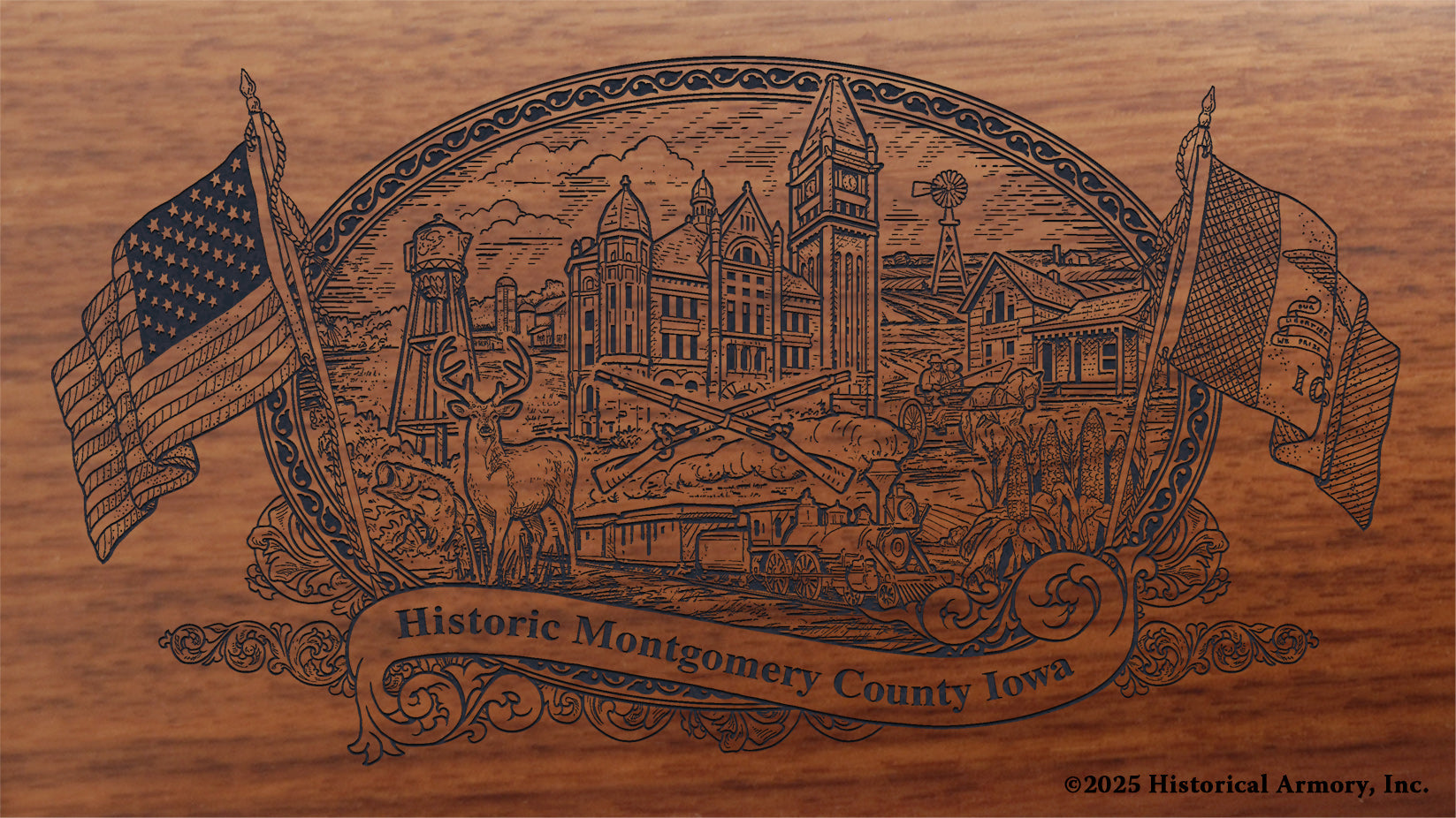 Montgomery County Iowa Engraved Rifle Buttstock