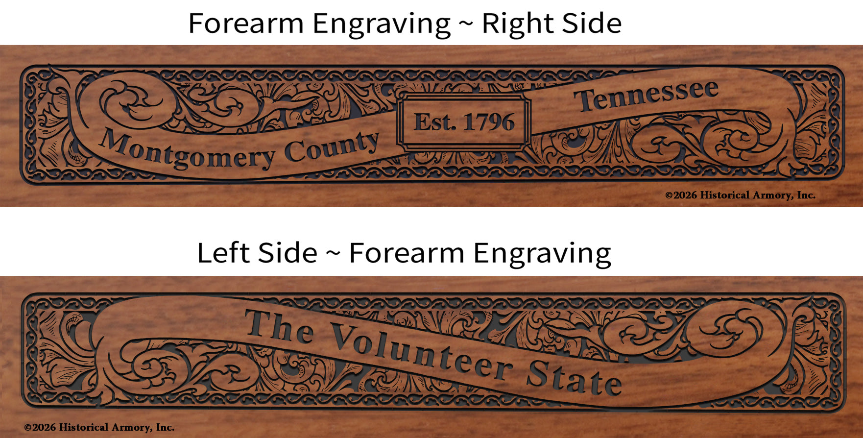 Montgomery County Tennessee Engraved Rifle Forearm