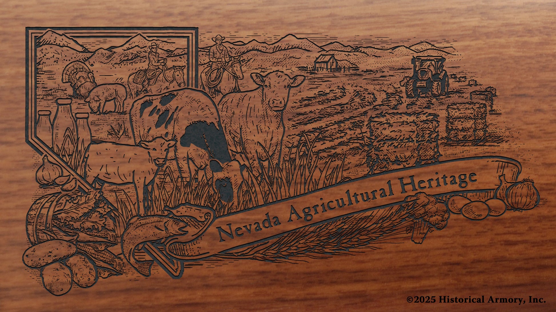 Nevada Agricultural Heritage Engraved Rifle Buttstock