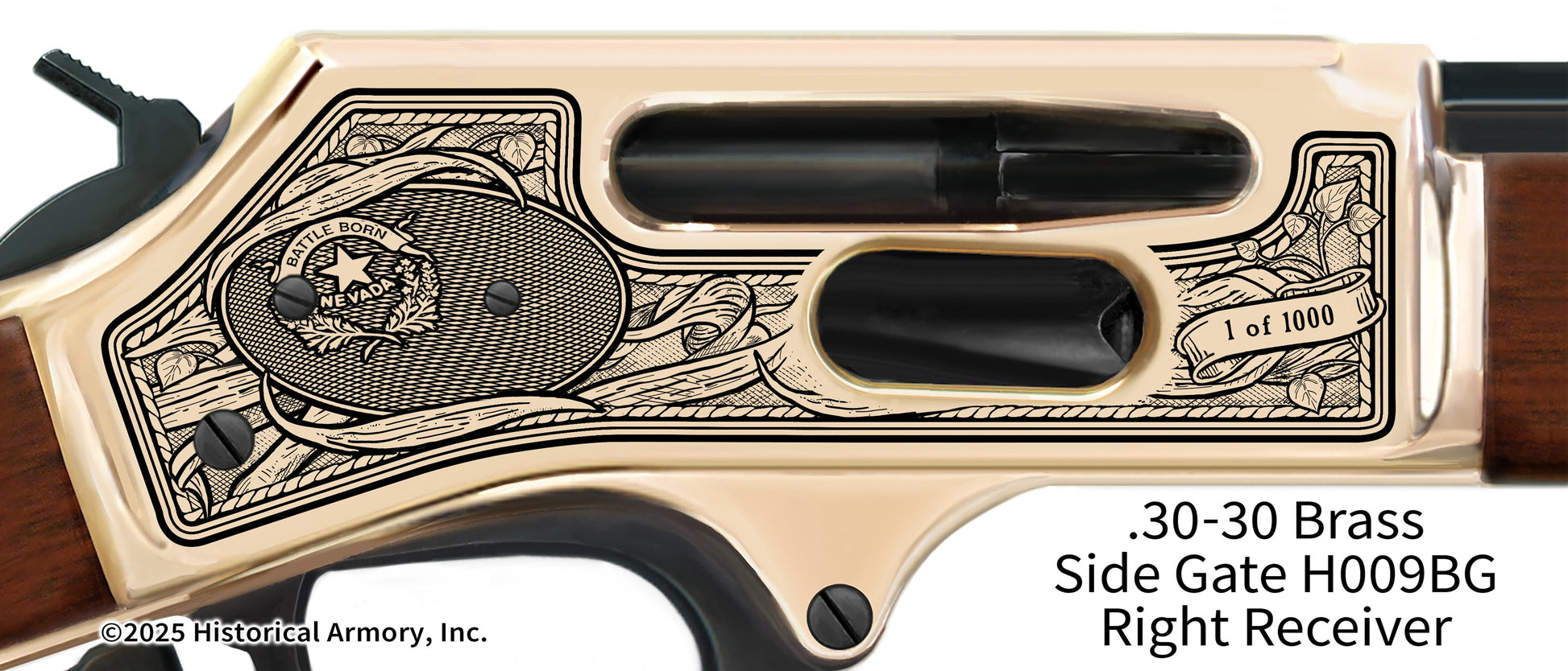 Nevada Agricultural Heritage Engraved Henry .30-30 Brass Side Gate H009BG Rifle