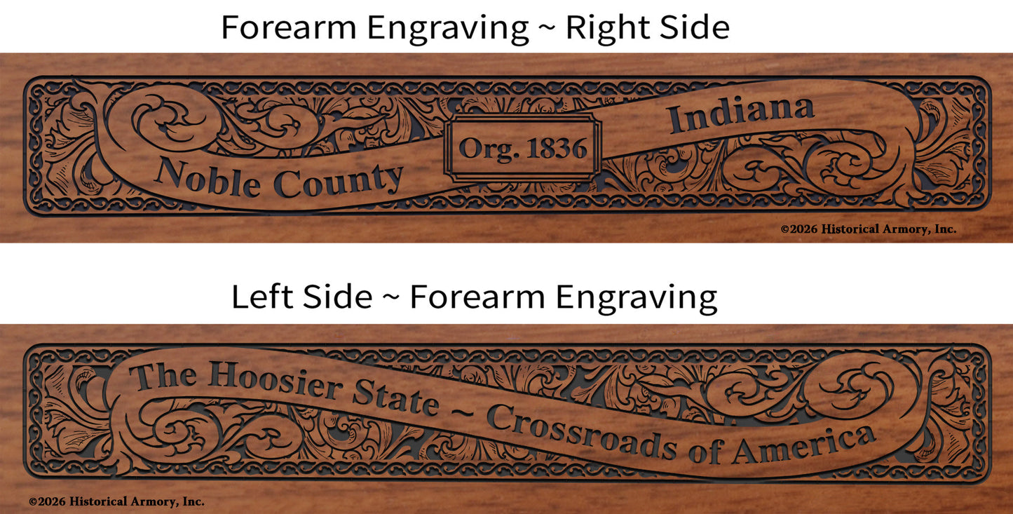 Noble County Indiana Engraved Rifle Forearm