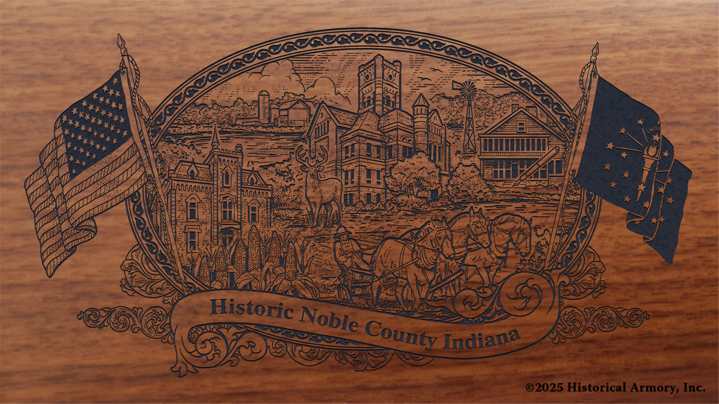 Noble County Indiana Engraved Rifle Buttstock