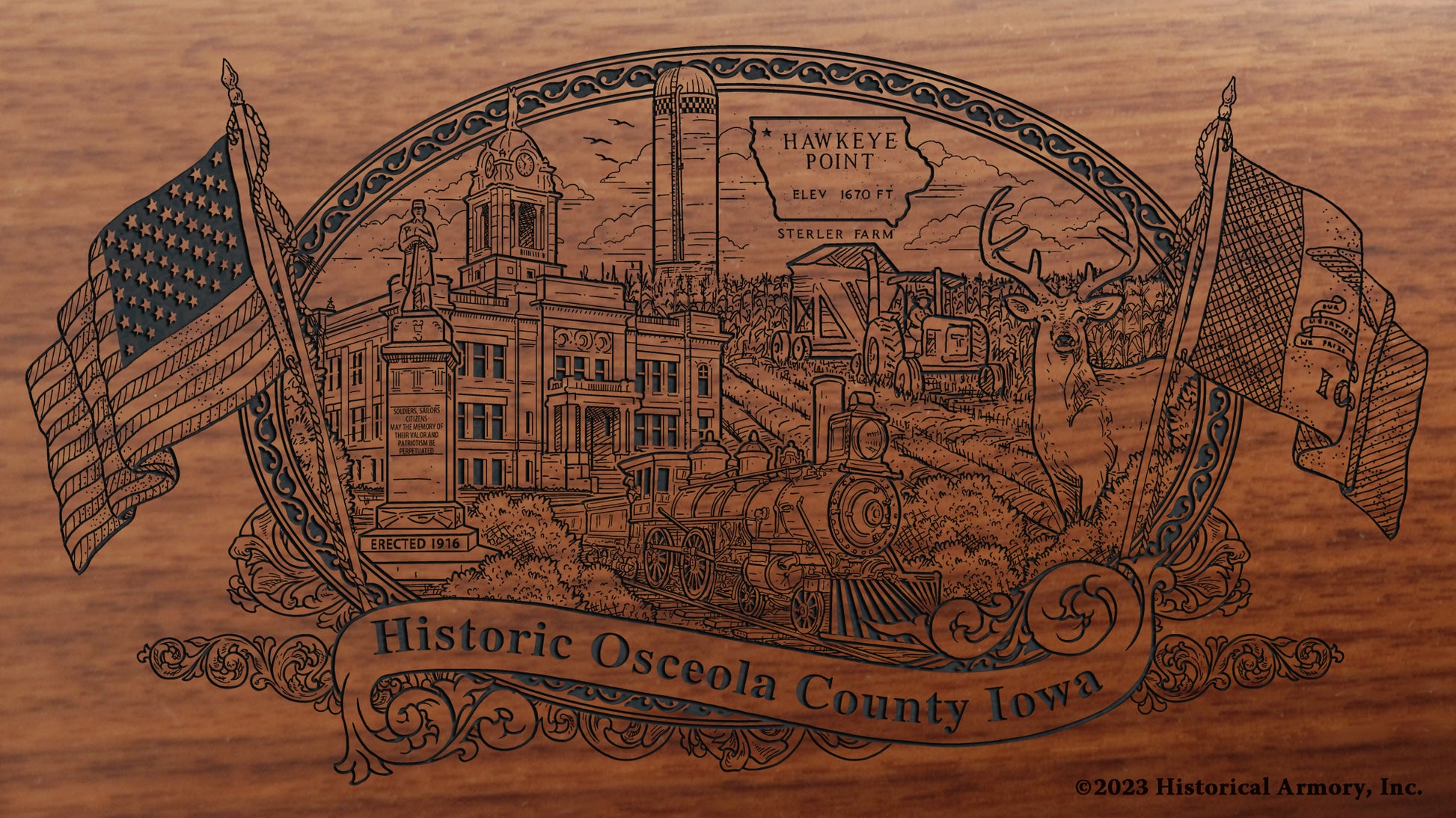 Osceola County Iowa Engraved Rifle Buttstock