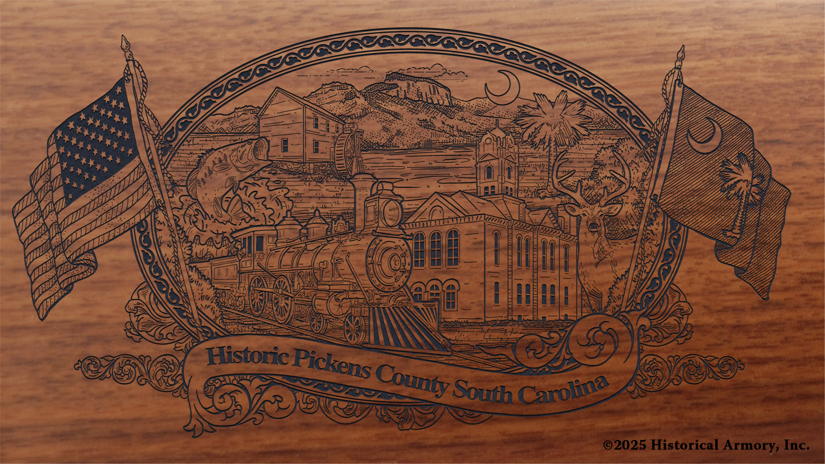 Pickens County South Carolina Engraved Rifle Buttstock