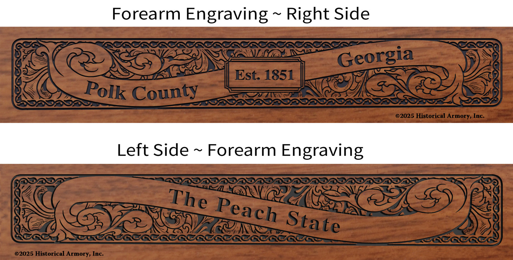 Polk County Georgia Establishment and Motto History Engraved Rifle Forearm
