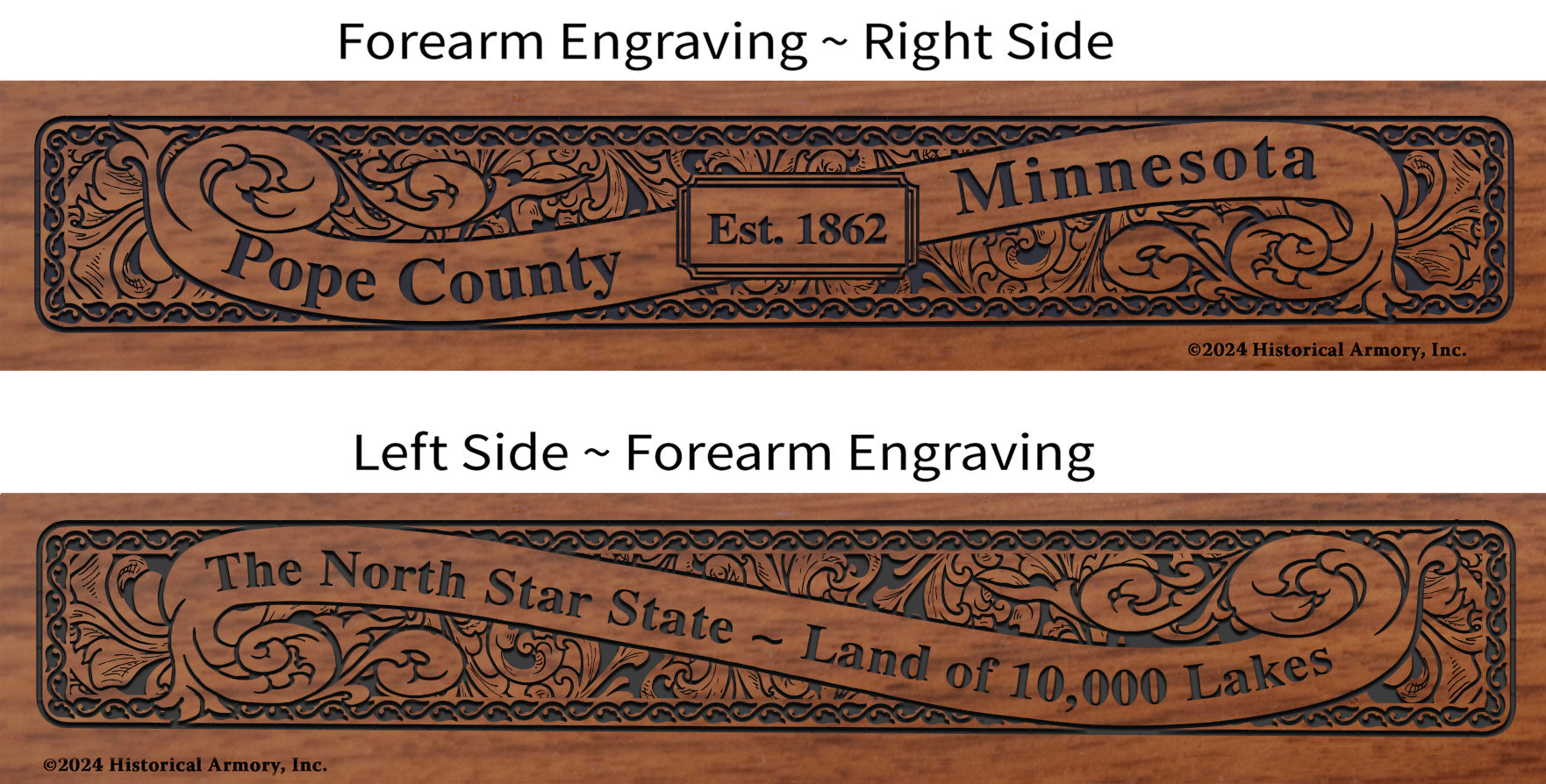 Pope County Minnesota Engraved Rifle Forearm