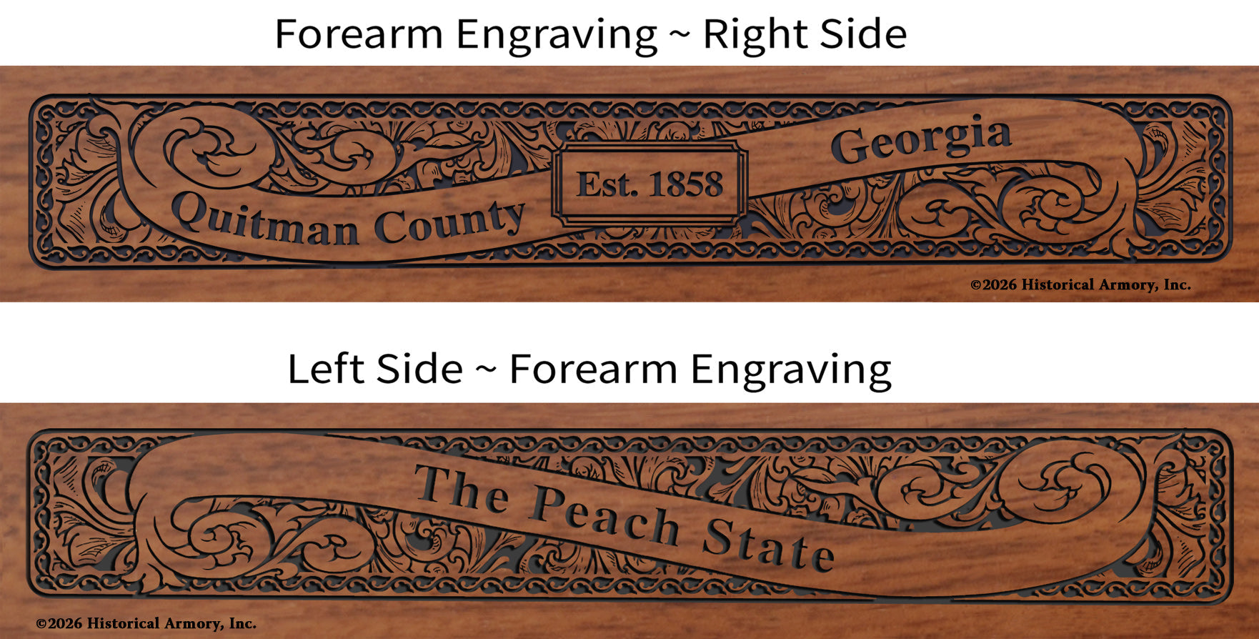 Quitman County Georgia Establishment and Motto History Engraved Rifle Forearm
