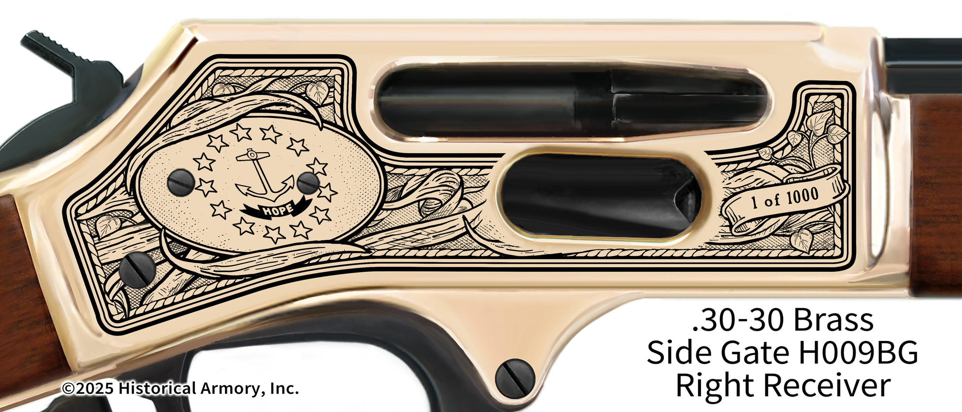 Rhode Island Agricultural Heritage Engraved Henry .30-30 Brass Side Gate H009BG Rifle
