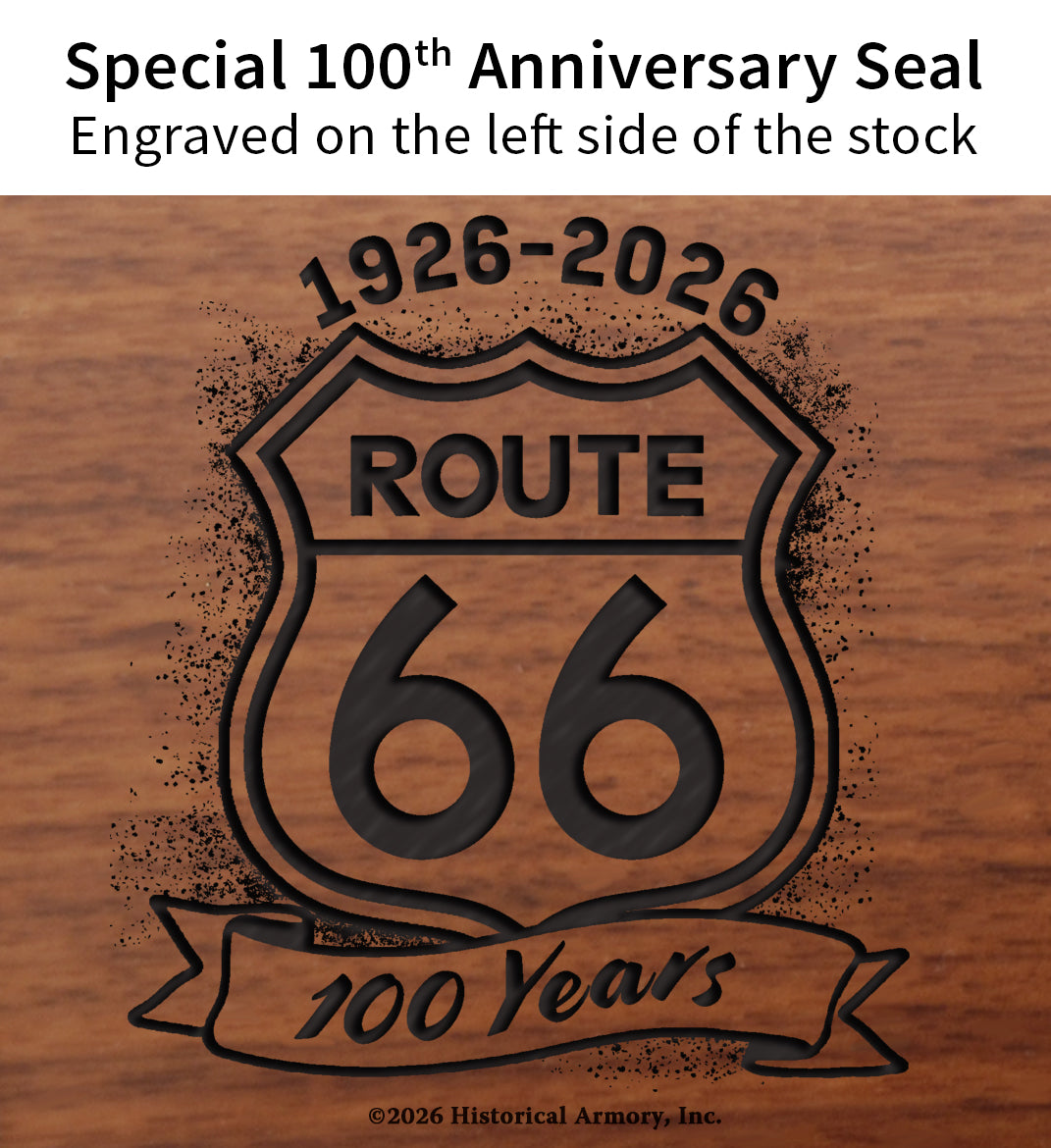 Henry Rifle 'Route 66' engraving celebrating the 100th anniversary from 1926 to 2026.
