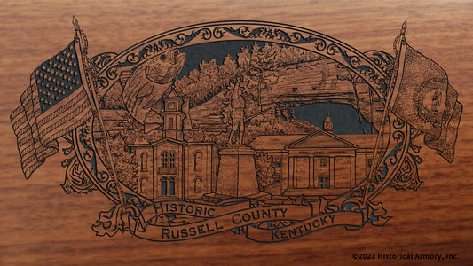 Russell county kentucky engraved rifle buttstock