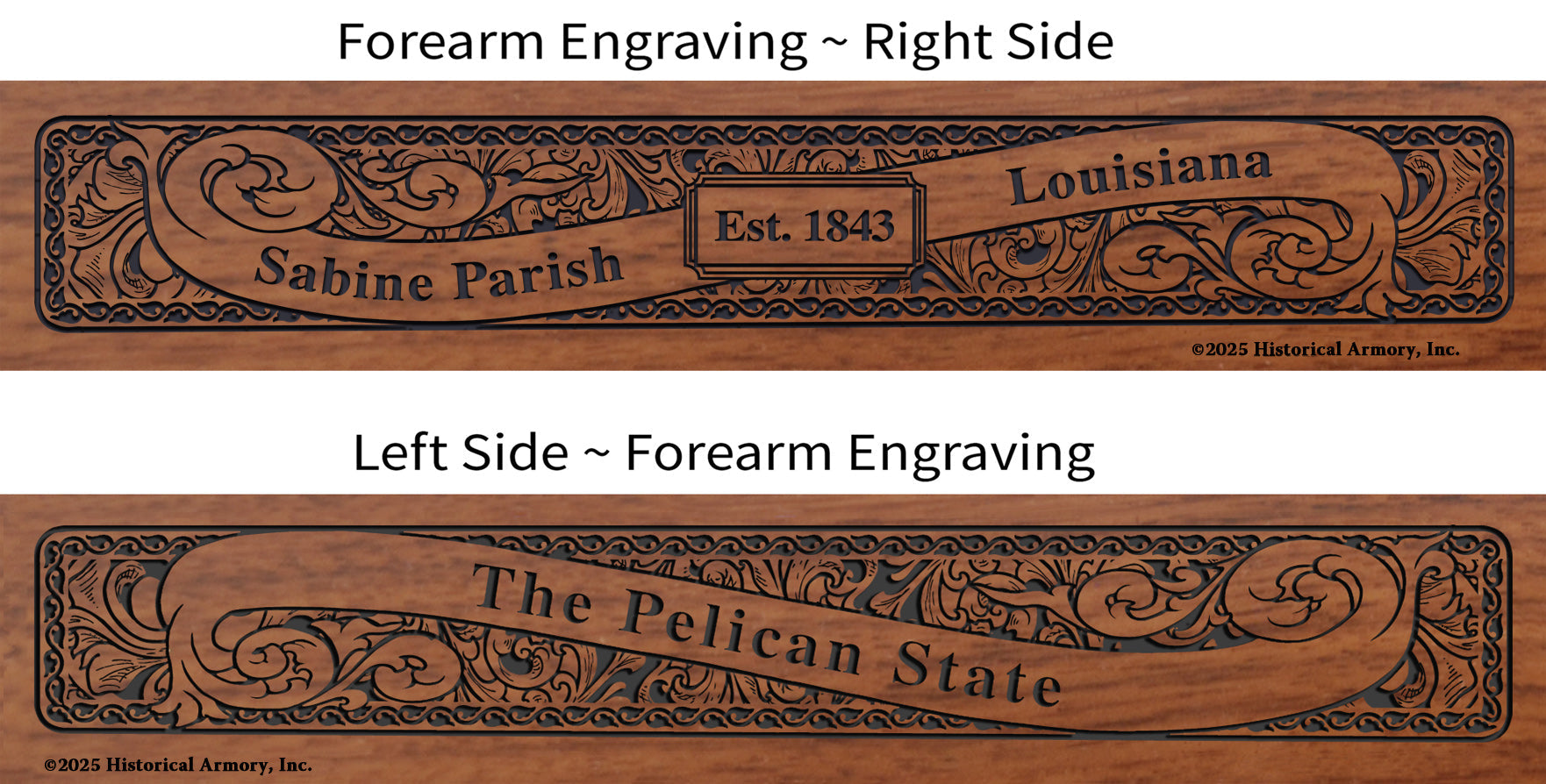 Sabine Parish Louisiana Engraved Rifle Forearm Right-Side