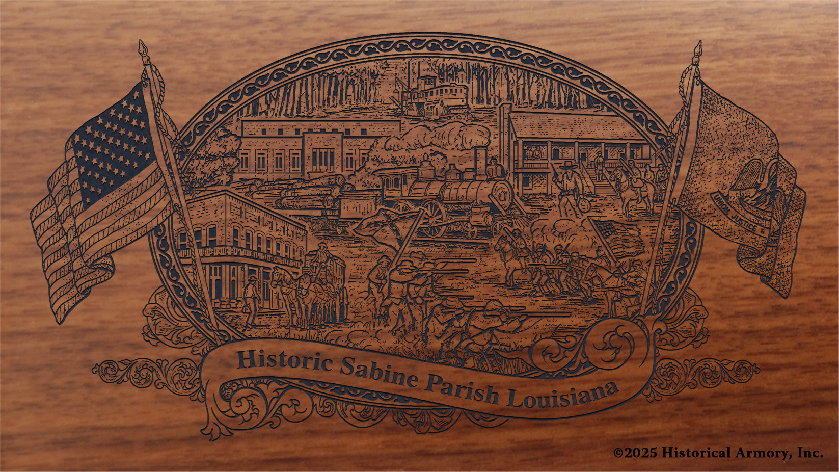 Sabine Parish Louisiana Engraved Rifle Buttstock