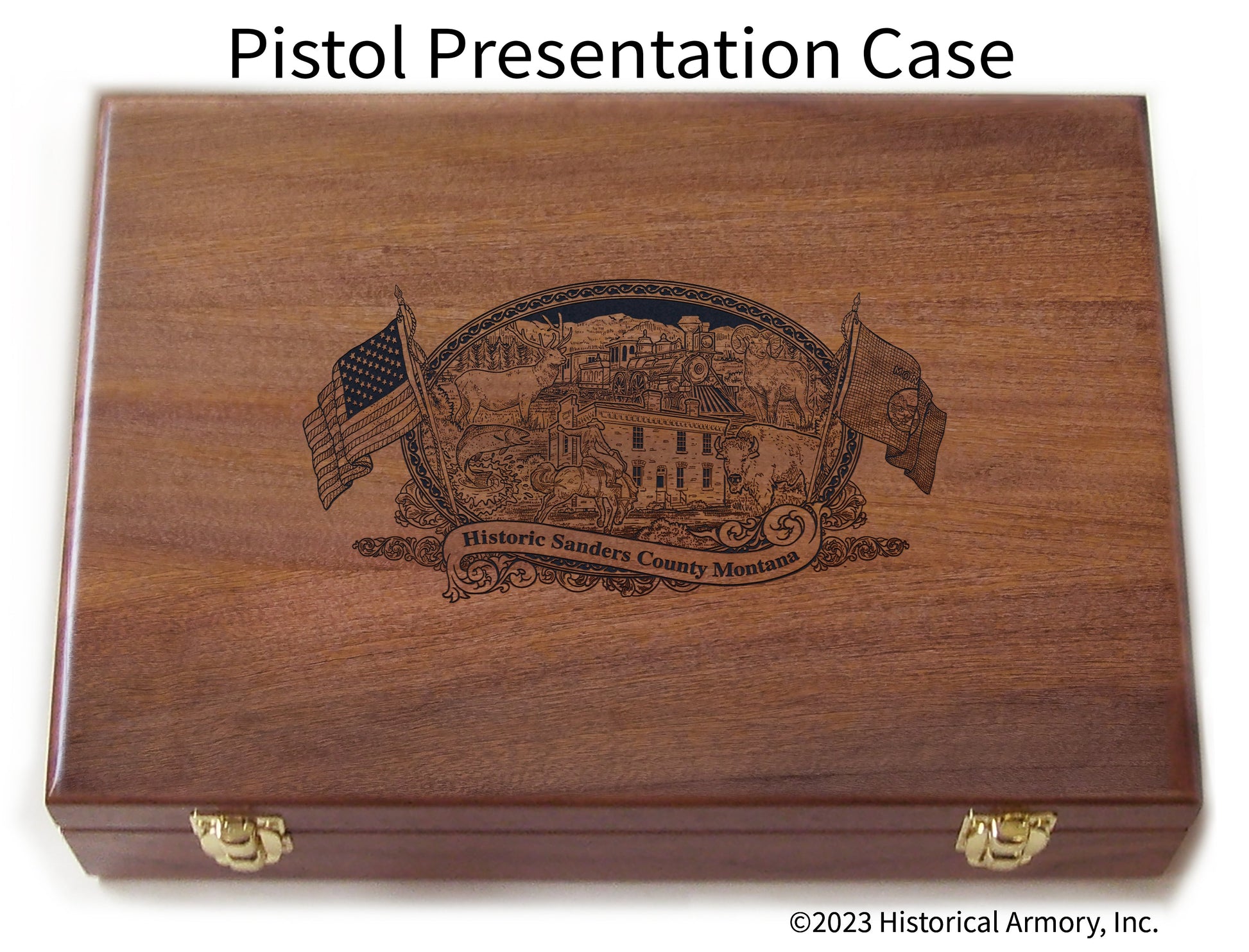 Sanders County Montana Engraved .45 Auto Ruger 1911 Presentation Case