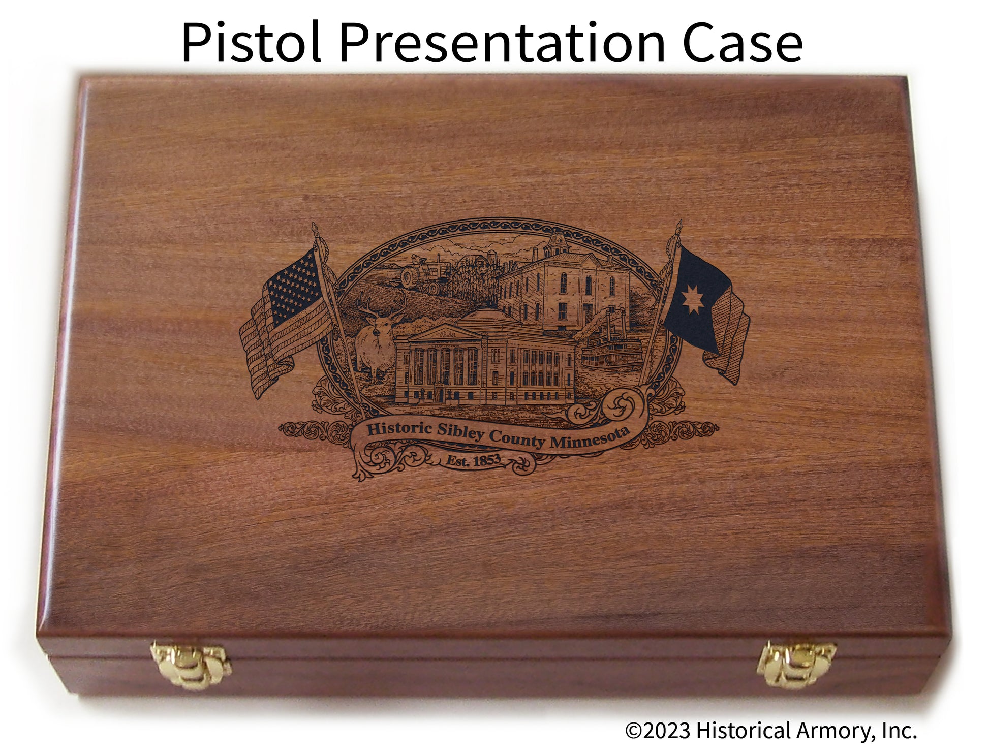 Sibley County Minnesota Engraved .45 Auto Ruger 1911 Presentation Case
