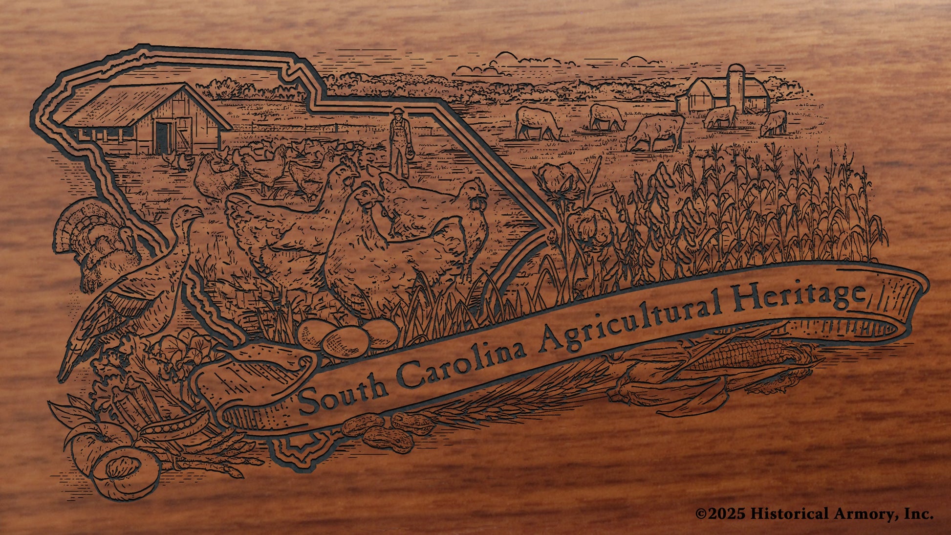South Carolina Agricultural Heritage Engraved Rifle Buttstock