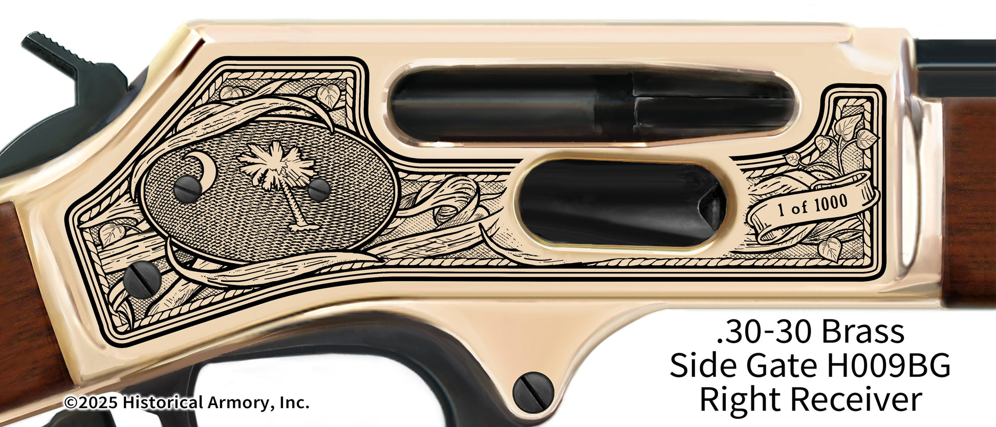 South Carolina Agricultural Heritage Engraved Henry .30-30 Brass Side Gate H009BG Rifle