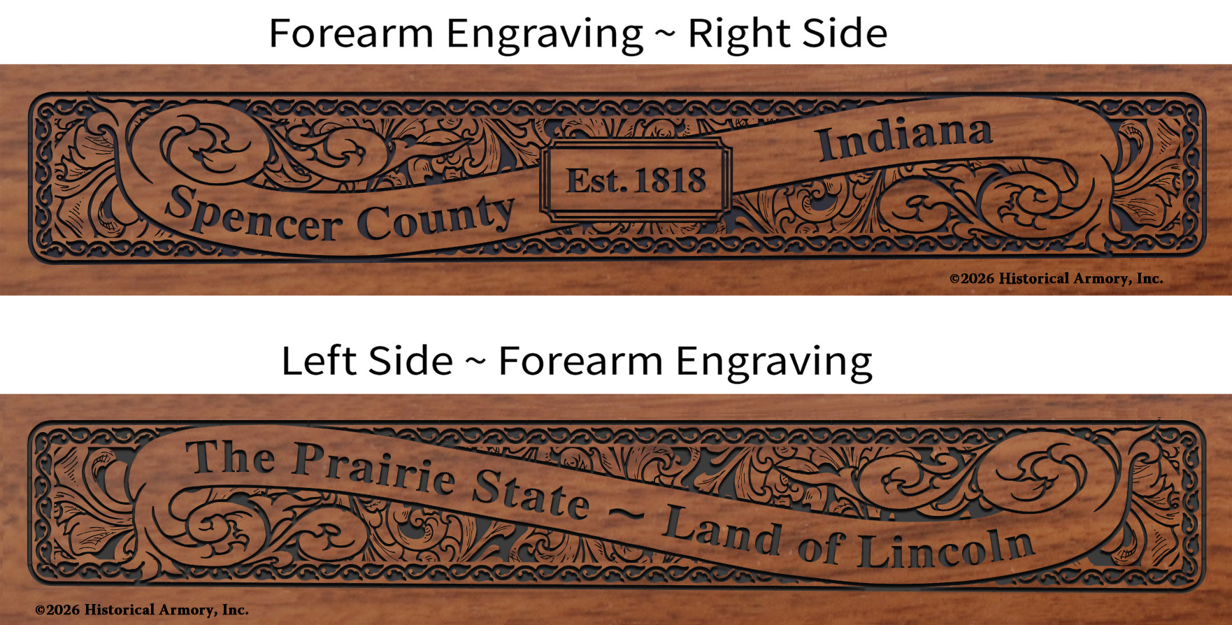 Spencer County Indiana Engraved Rifle Forearm