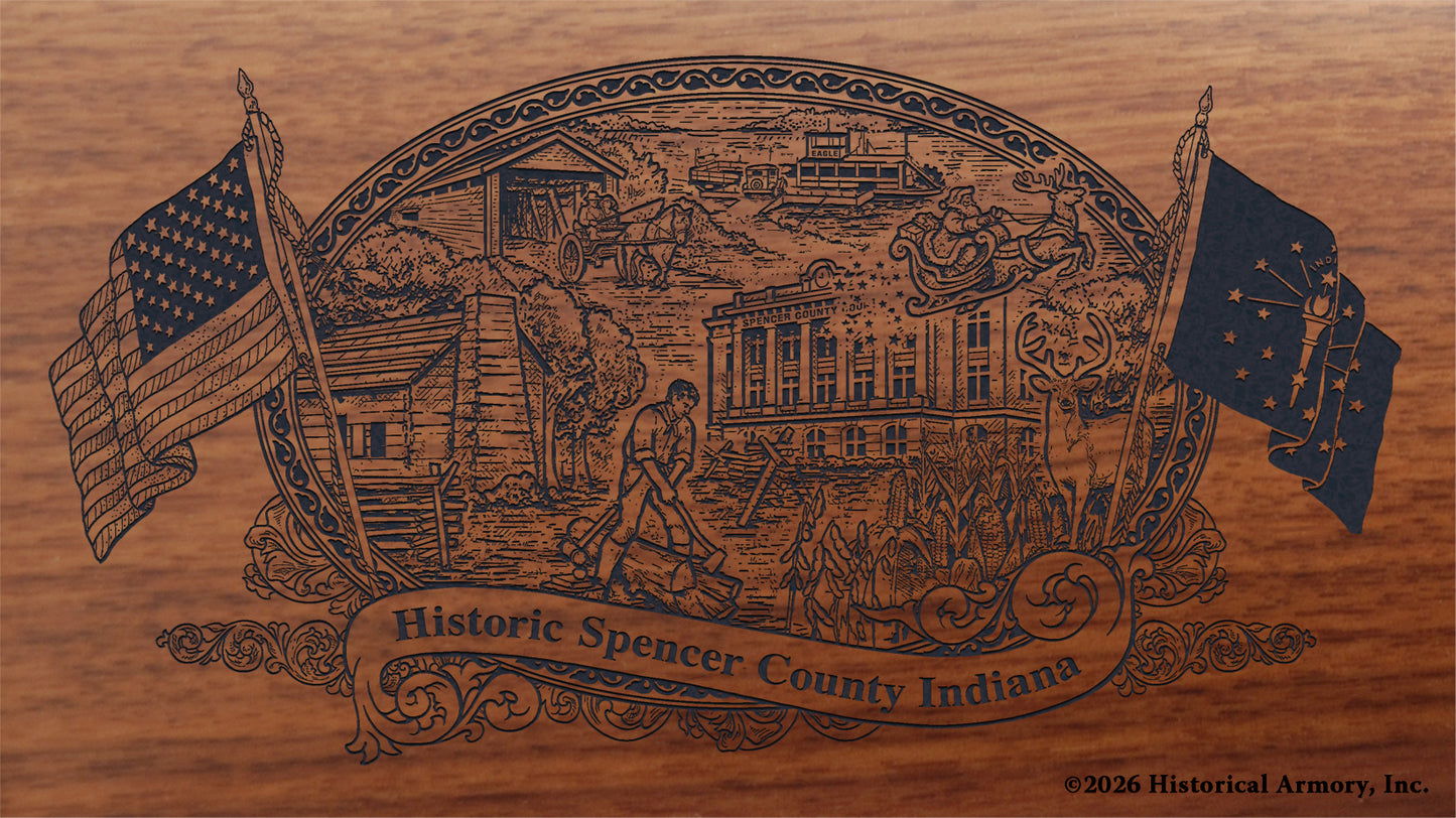 Spencer County Indiana Engraved Rifle Buttstock
