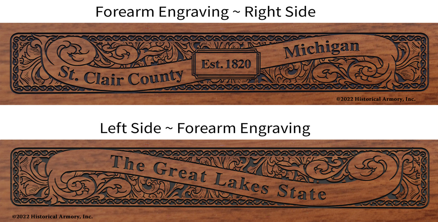 St. Clair County Michigan Engraved Rifle Forearm