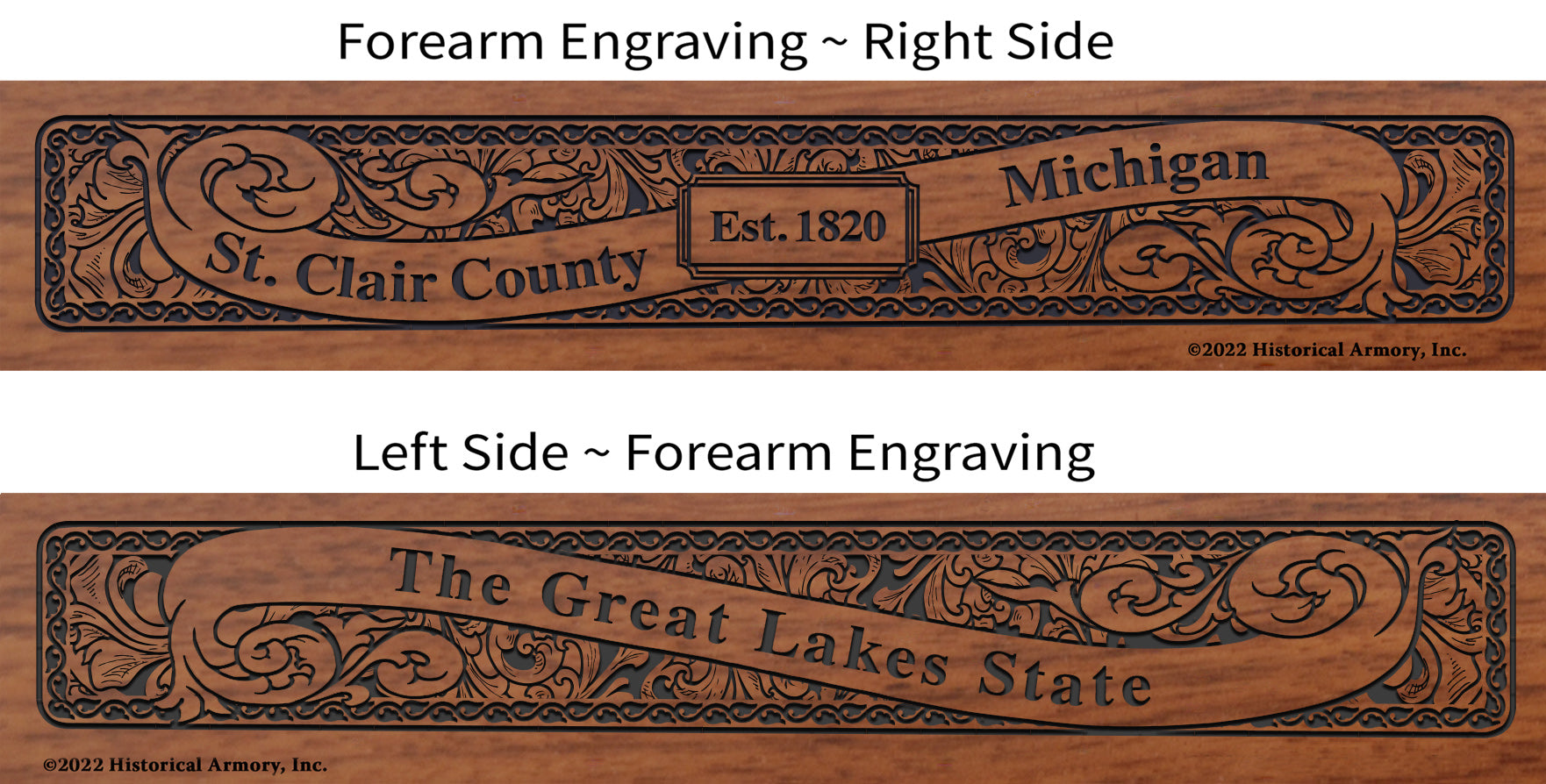 St. Clair County Michigan Engraved Rifle Forearm