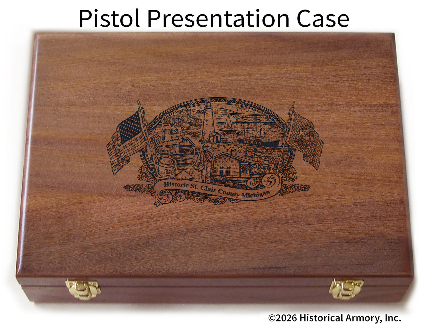 St. Clair County Michigan Engraved .45 Auto Ruger 1911 Presentation Case